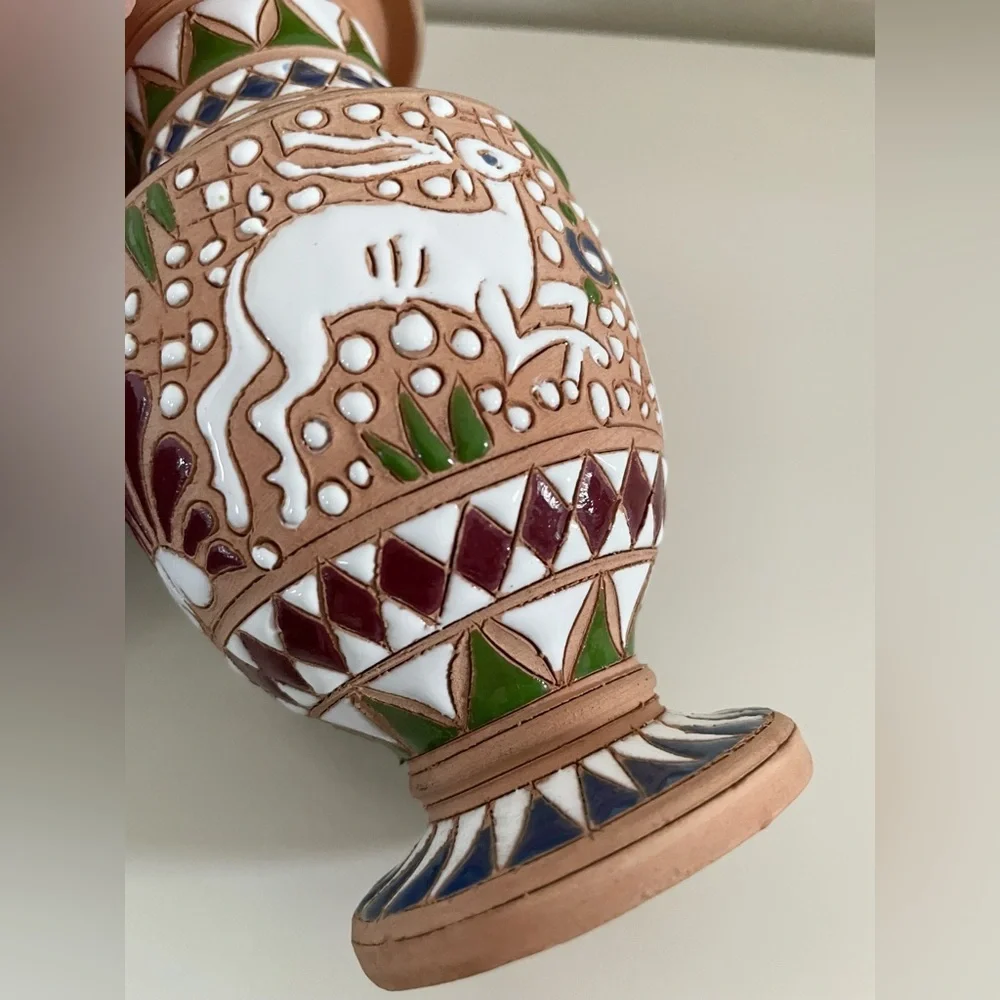 Handcrafted Greek Mythology Multicolor Pottery Home Decor Vase
